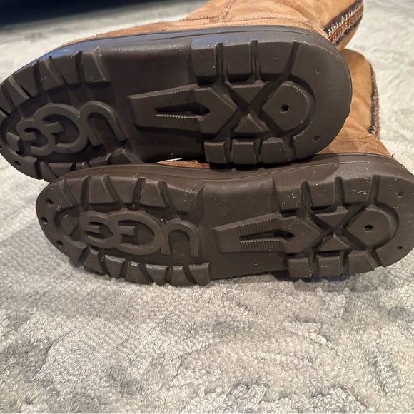 UGG Talsman Chestnut Suede Boots with Patterned Trim - Picture 8 of 9